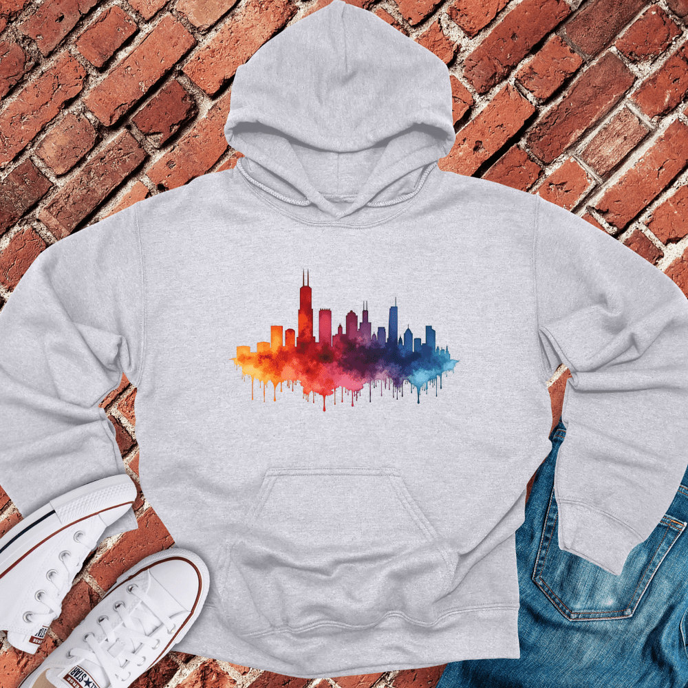 Chicago Rainbow Skyline Hoodie - Sport Grey