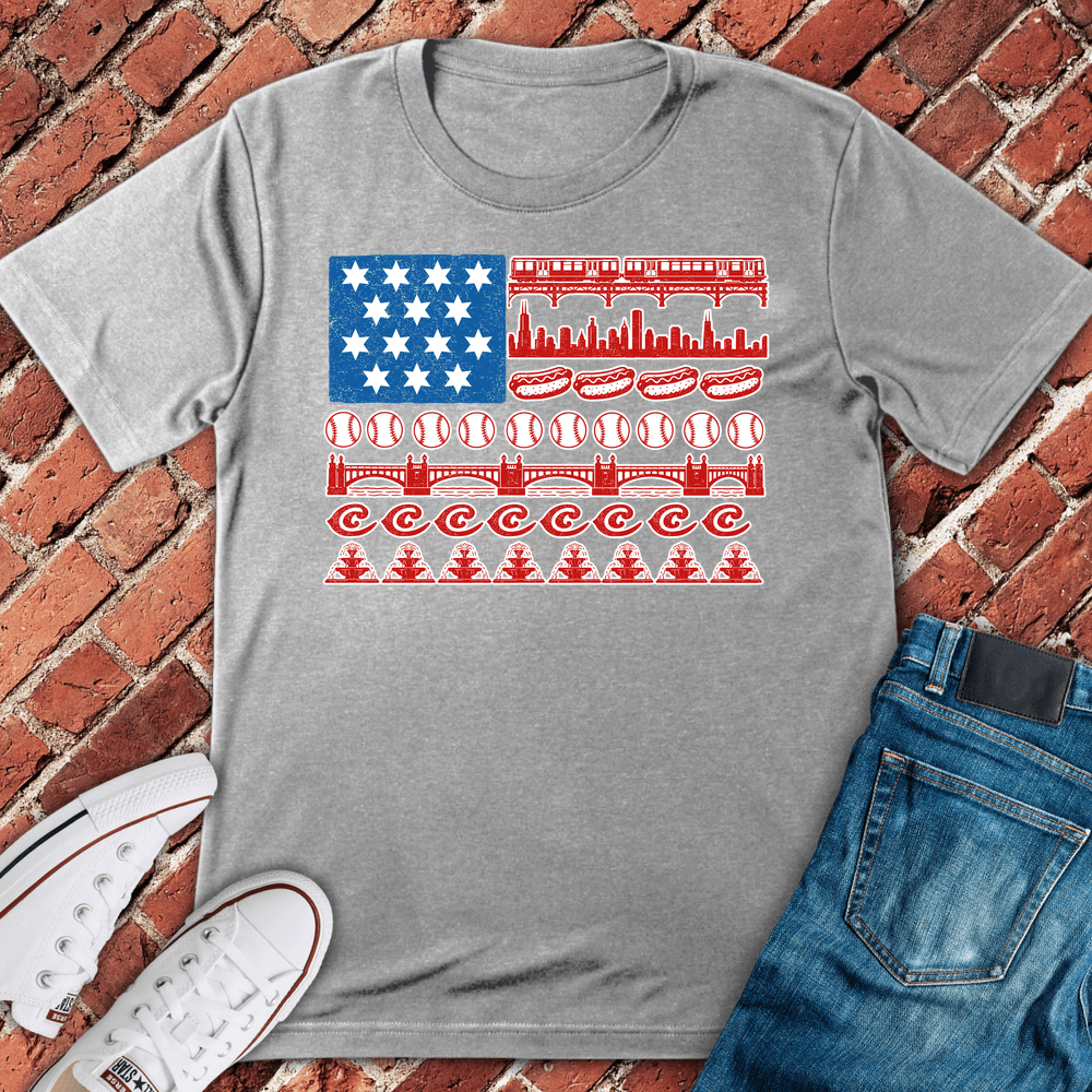 Chi Flag Icons T-Shirt - Sport Grey