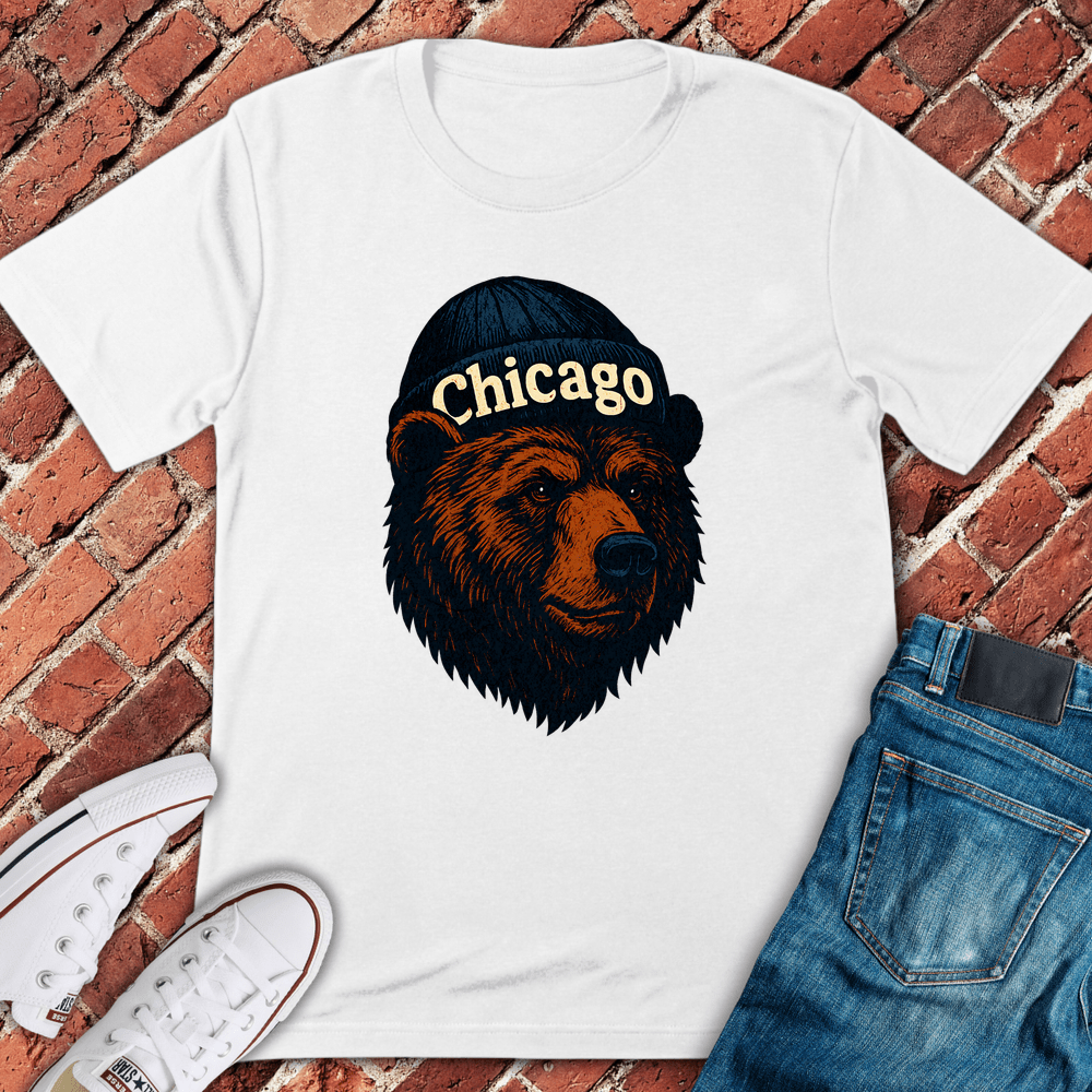 Chicago Beanie Bear T-Shirt - White