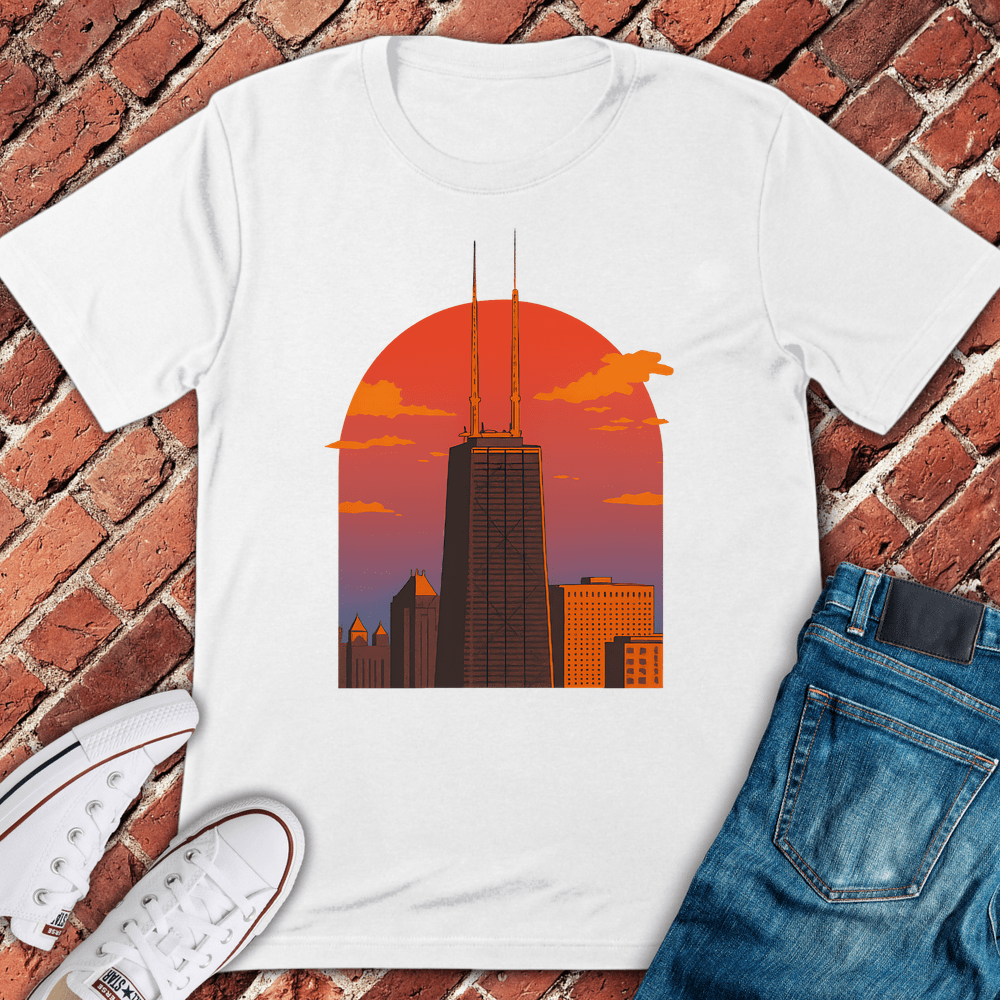 Chicago Sunset Tower T-Shirt - White