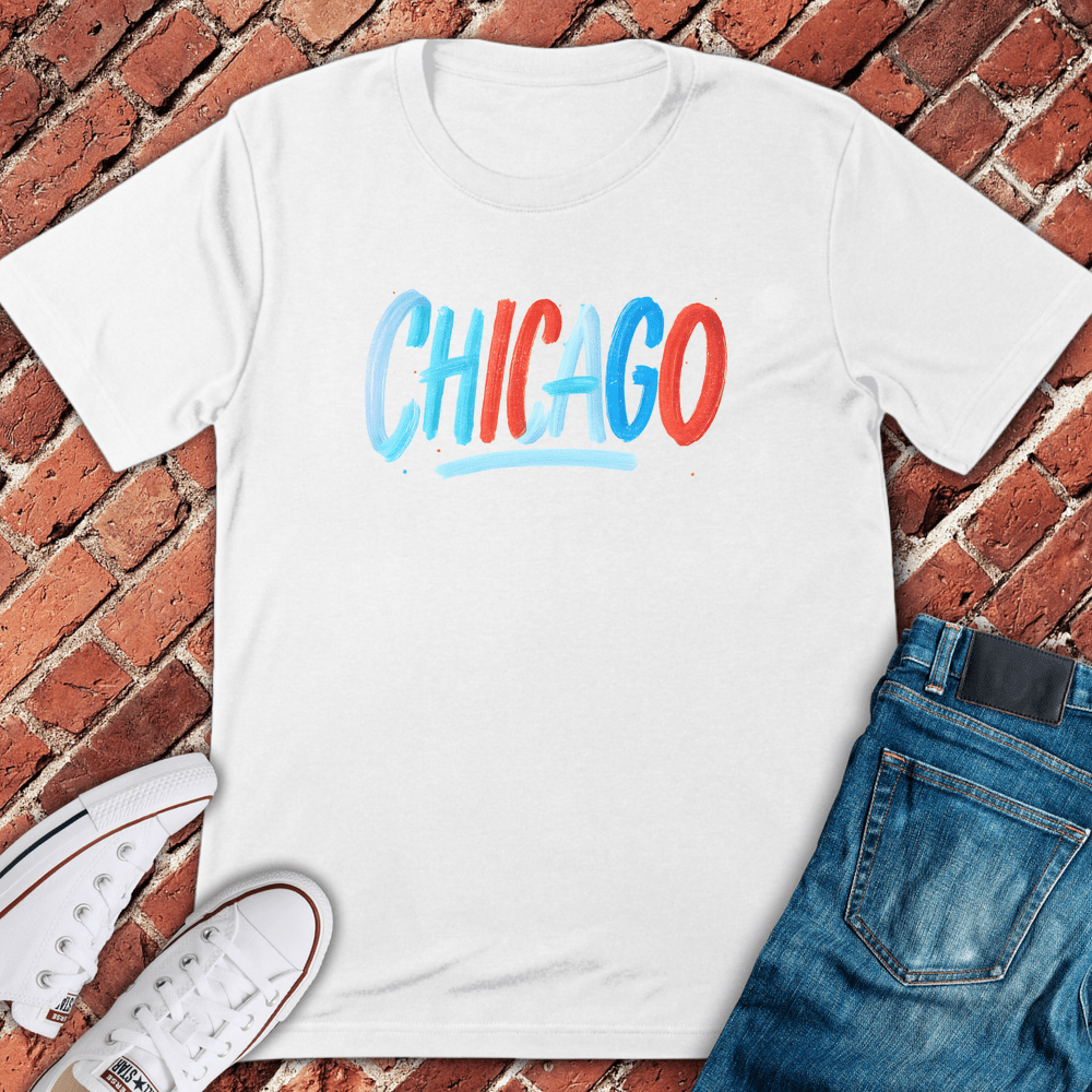 Brushstroke Chicago T-Shirt - White