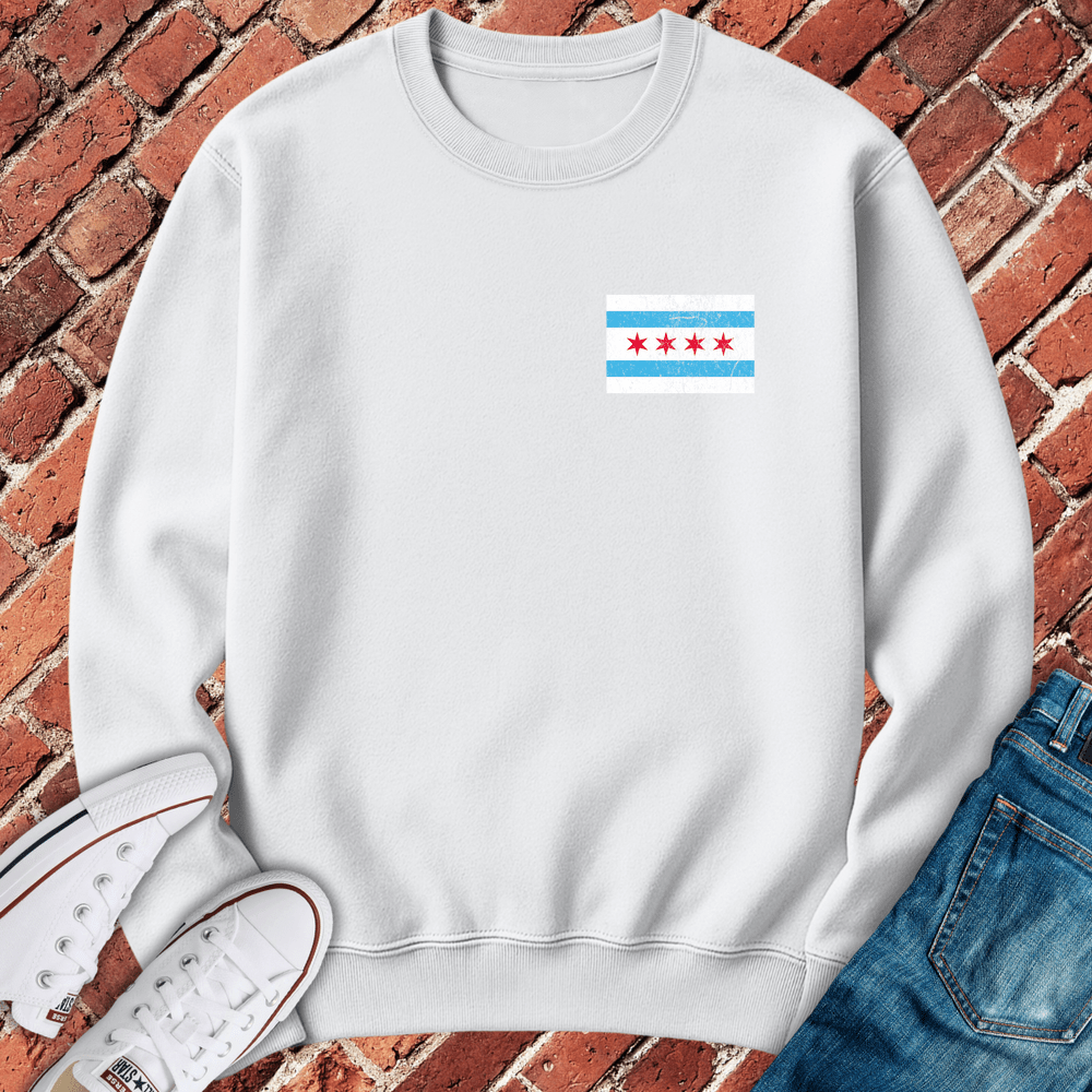 Chicago Flag Logo Crewneck - White