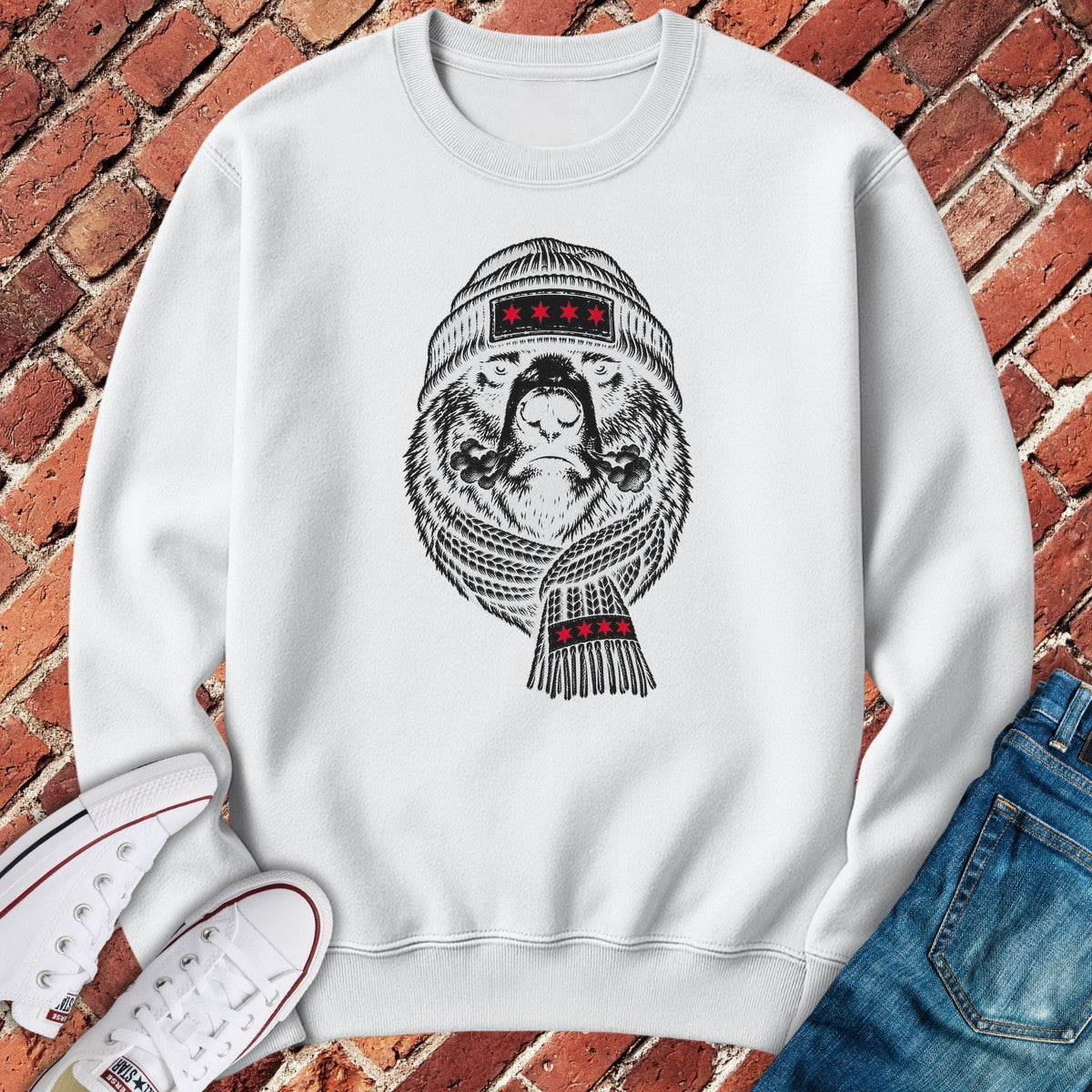 Windchill Bear Crewneck - White