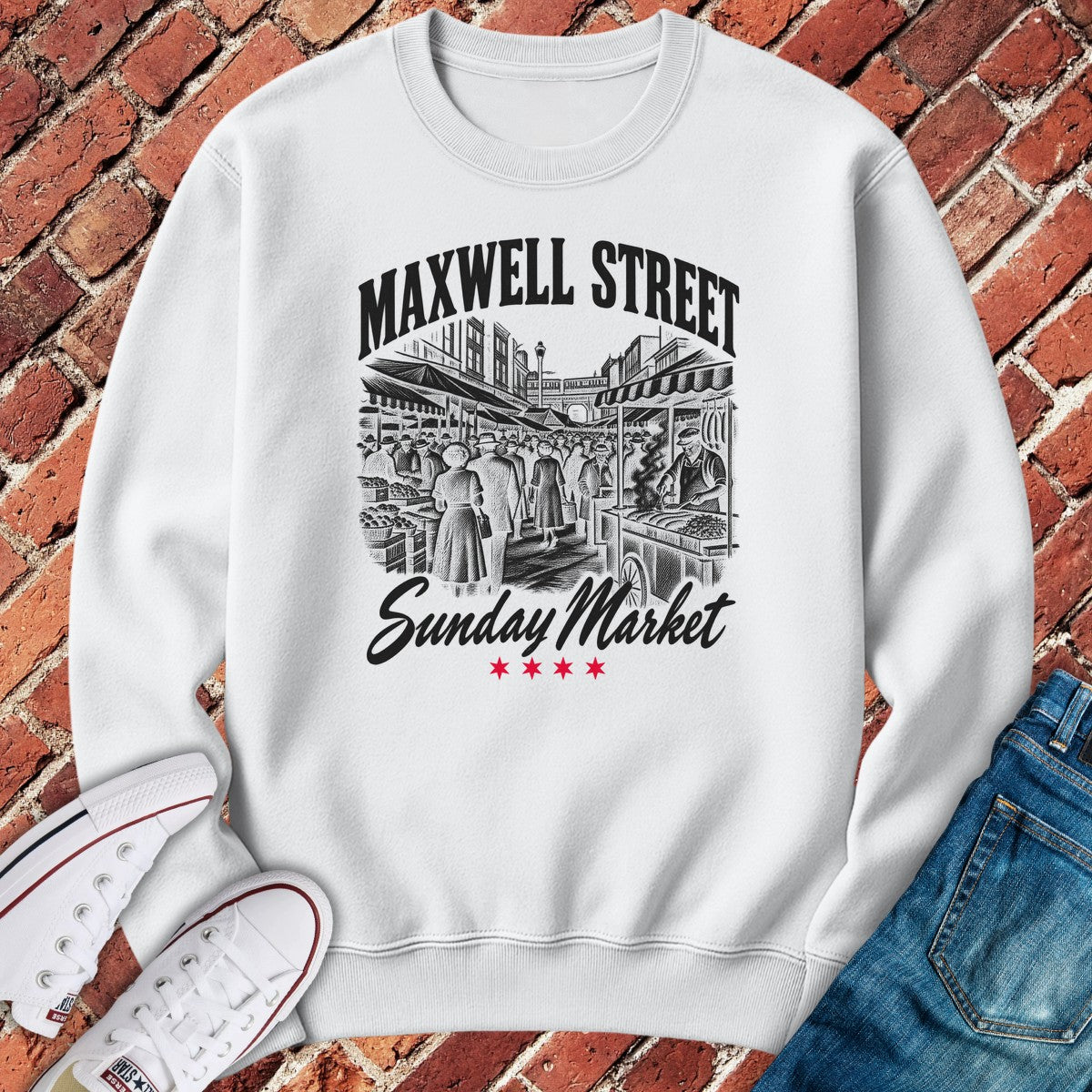Maxwell Street Crewneck - White
