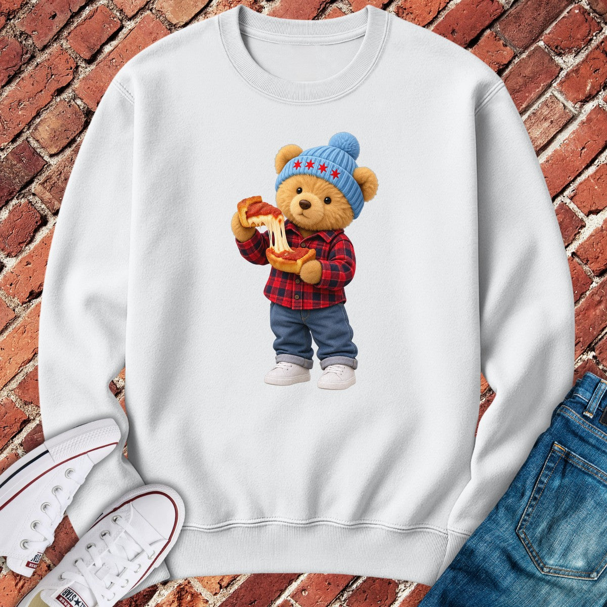 Pizza Teddy Crewneck - White