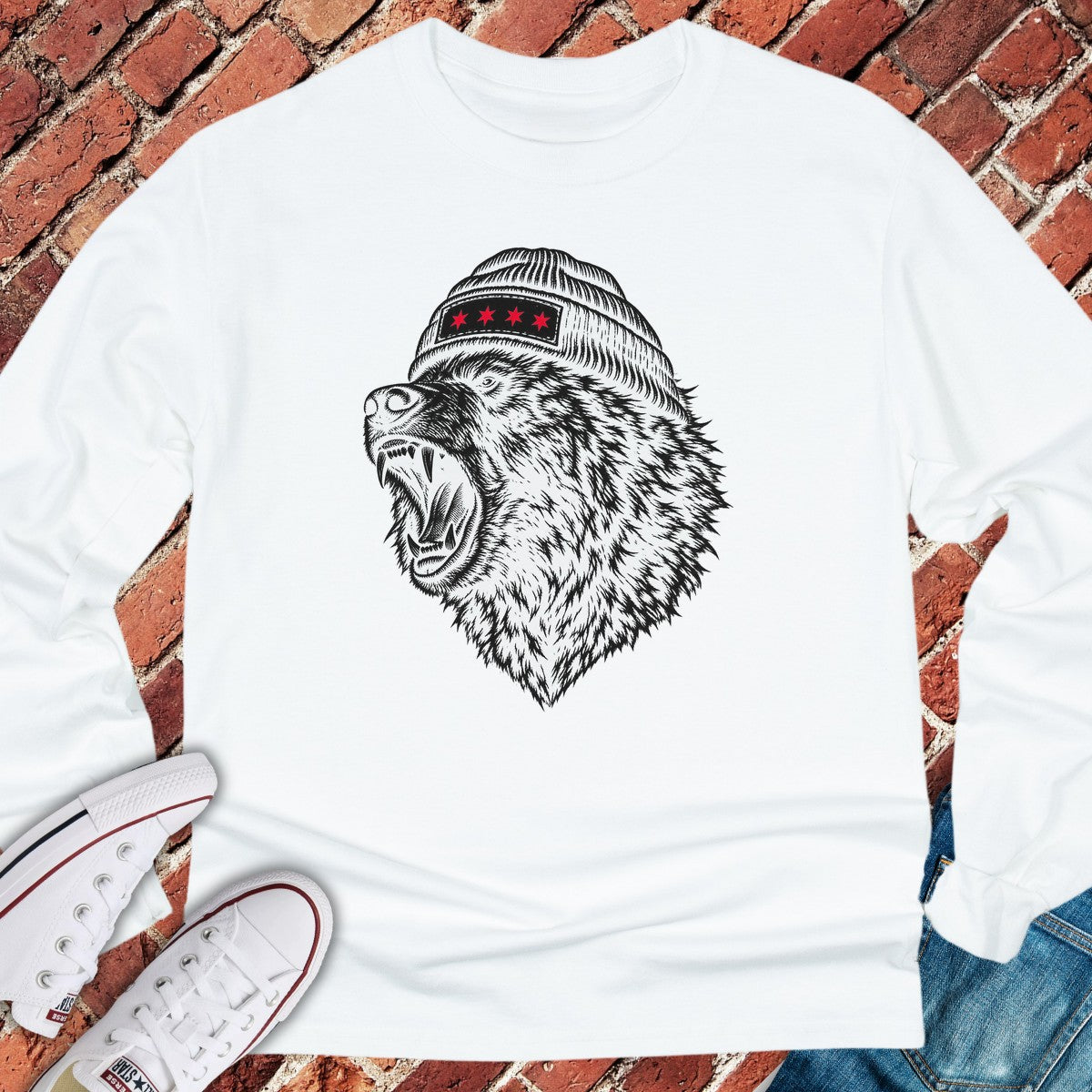 Bear Roar Long Sleeve - White
