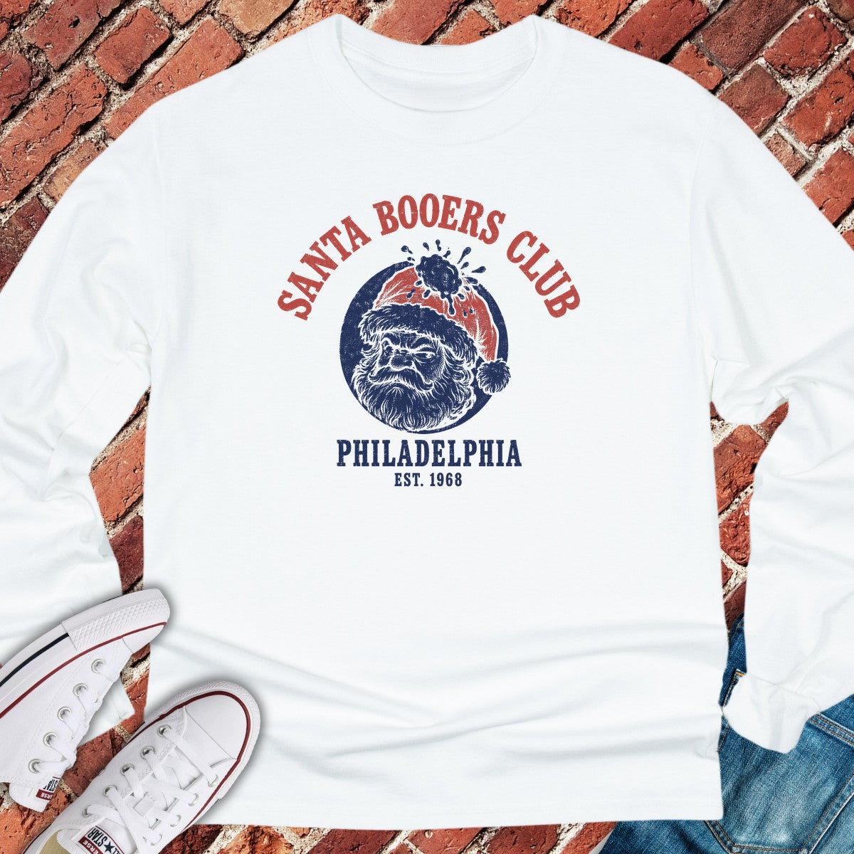 Santa Booers Long Sleeve - White