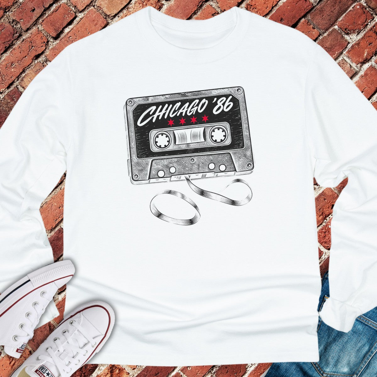 Chicago Mixtape Long Sleeve - White