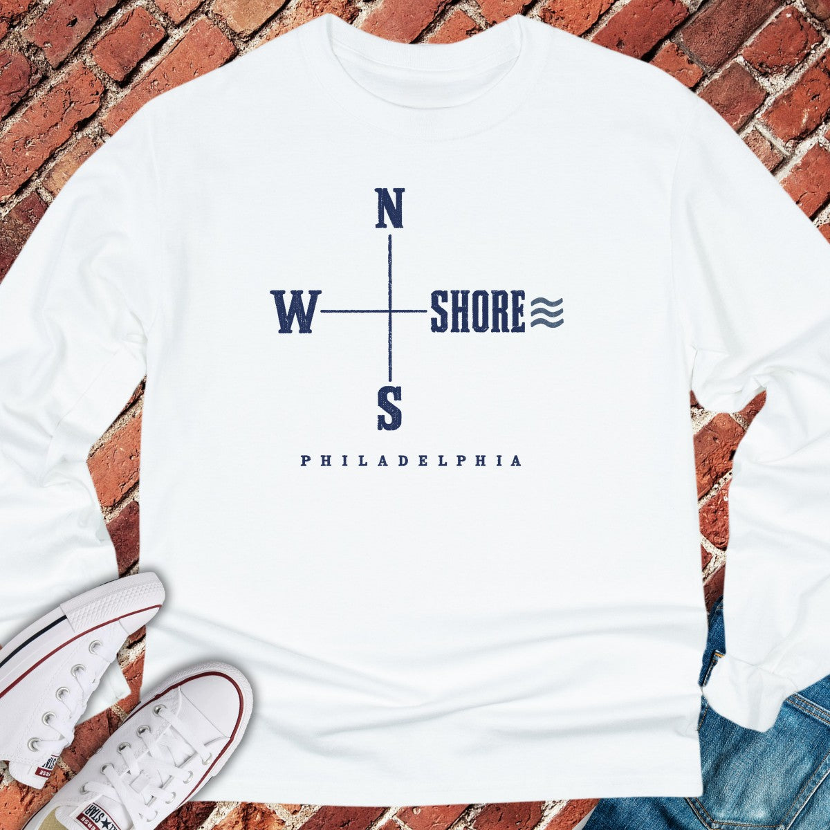 Shore Compass Long Sleeve - White