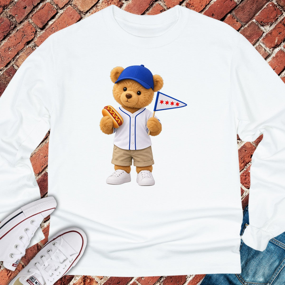 Ballpark Teddy Long Sleeve - White