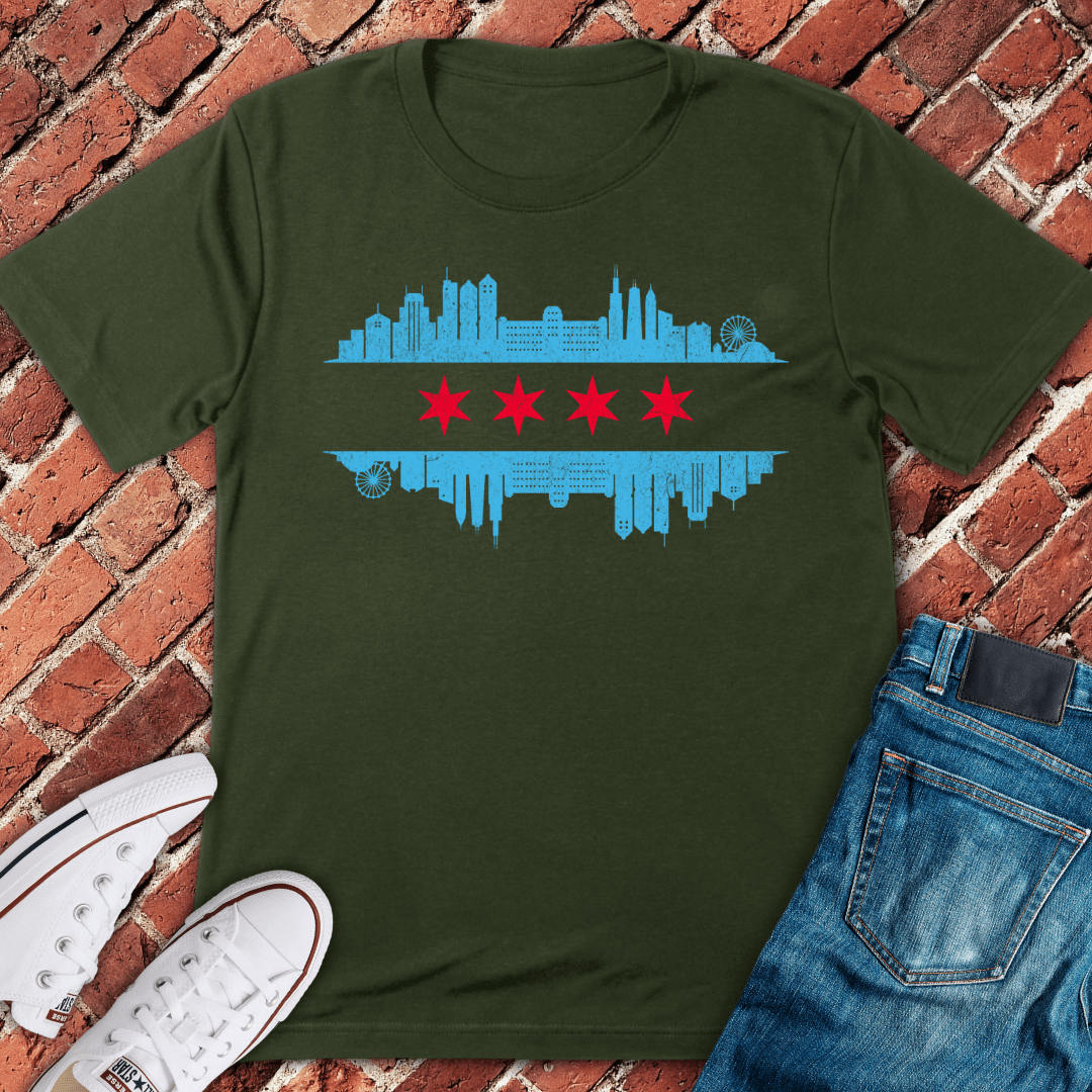 Chicago Skyline Flag T-Shirt