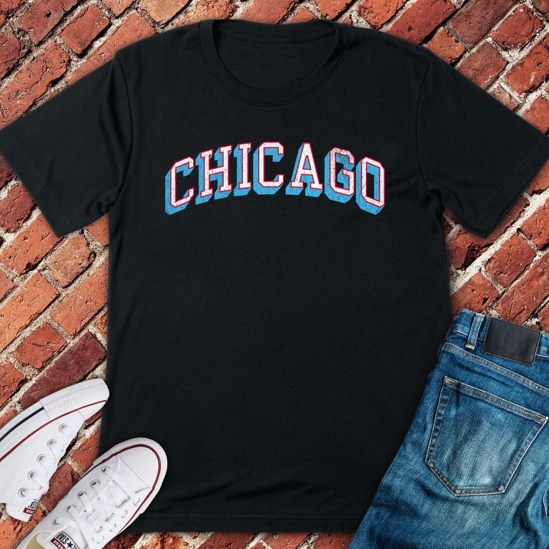 Varsity Chicago Flag Colors T-Shirt
