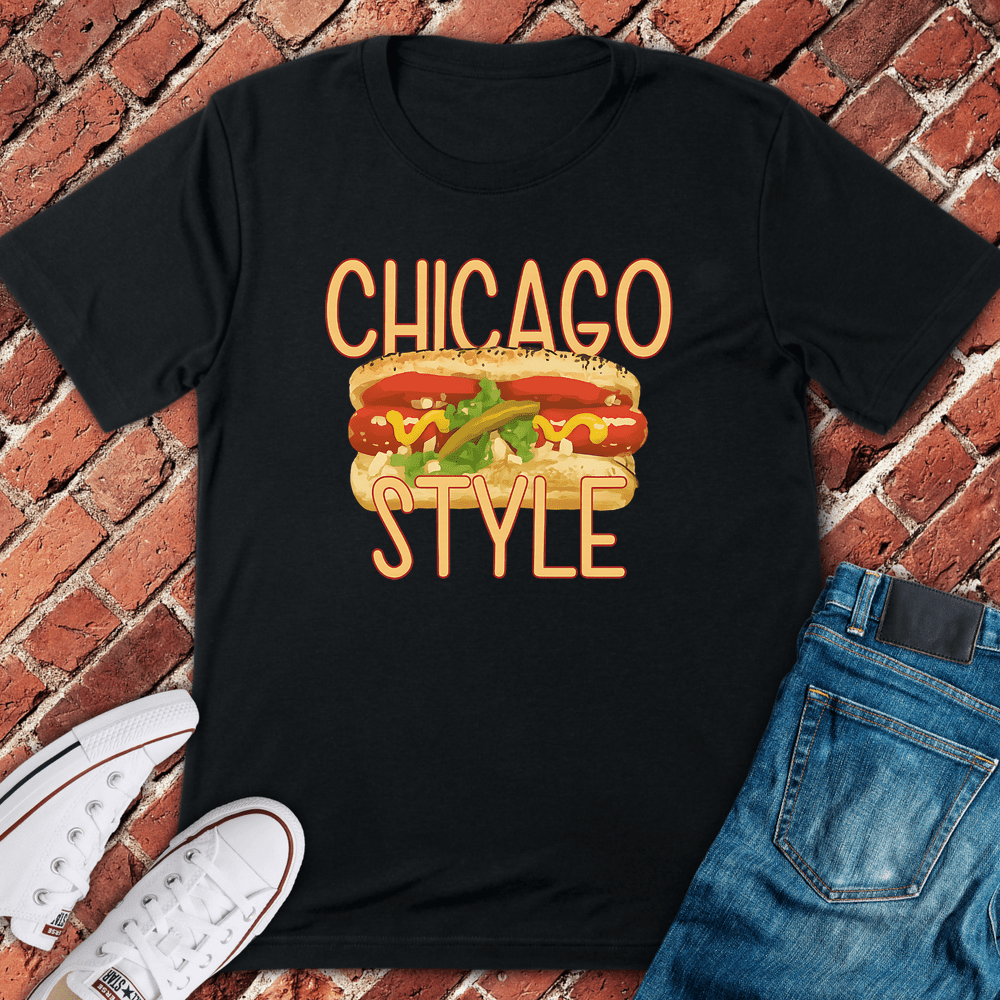 Chicago Style Dog T-Shirt - Black