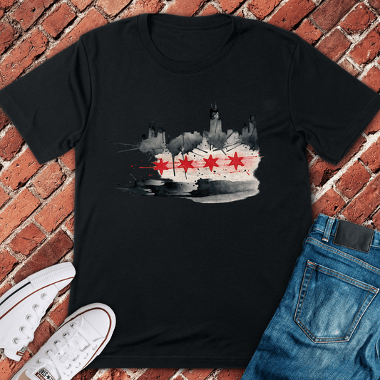 Flag And Fog T-Shirt - Black