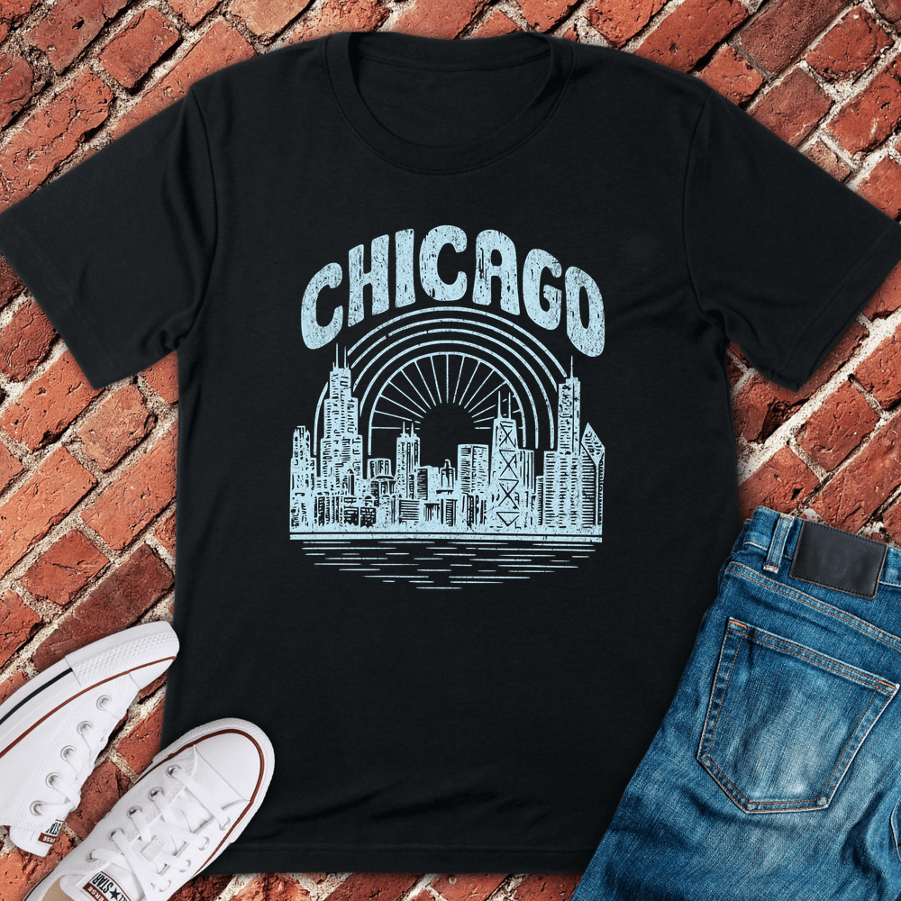 Vintage Sundown Skyline T-Shirt - Black