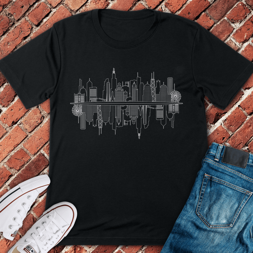 Skyline Mirror T-Shirt - Black