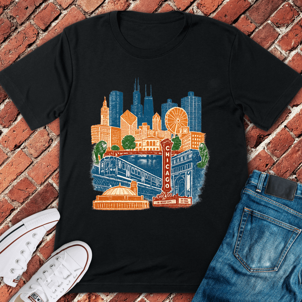 Chicago Collage T-Shirt - Black