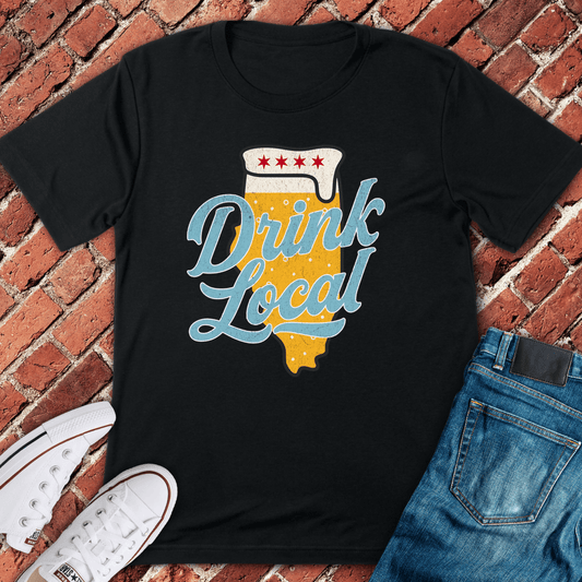 Drink Local Flag T-Shirt - Black