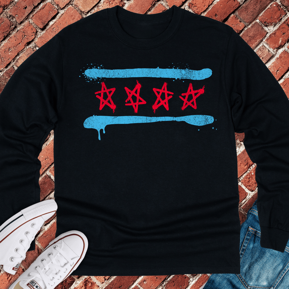 Spray Paint Flag Long Sleeve - Black