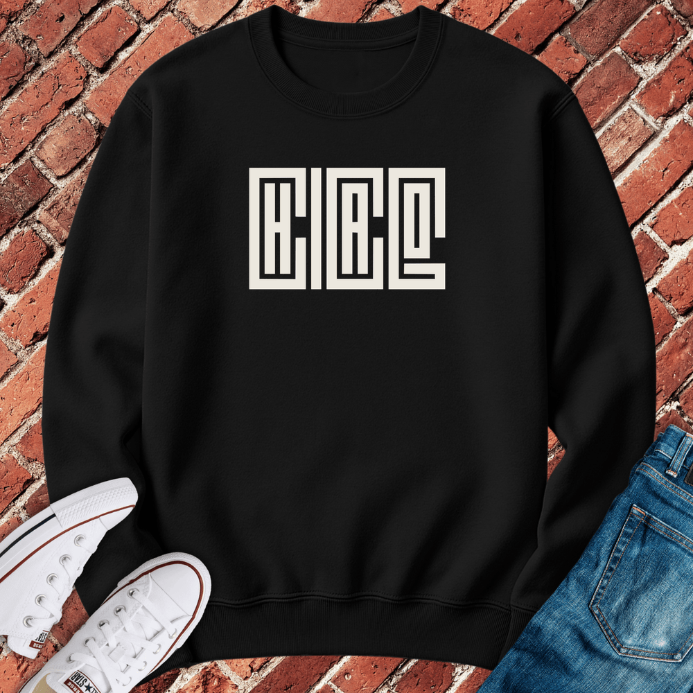 Stacked CHICAGO Crewneck - Black