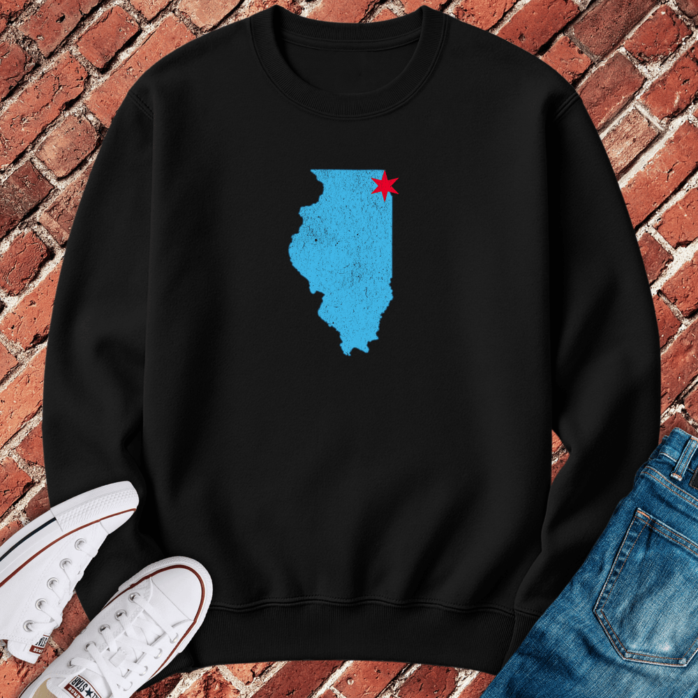 Illinois Star Map Crewneck - Black