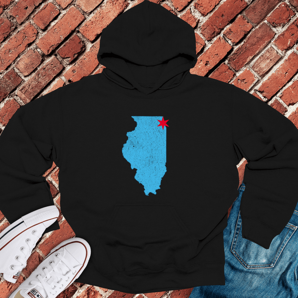Illinois Star Map Hoodie - Black