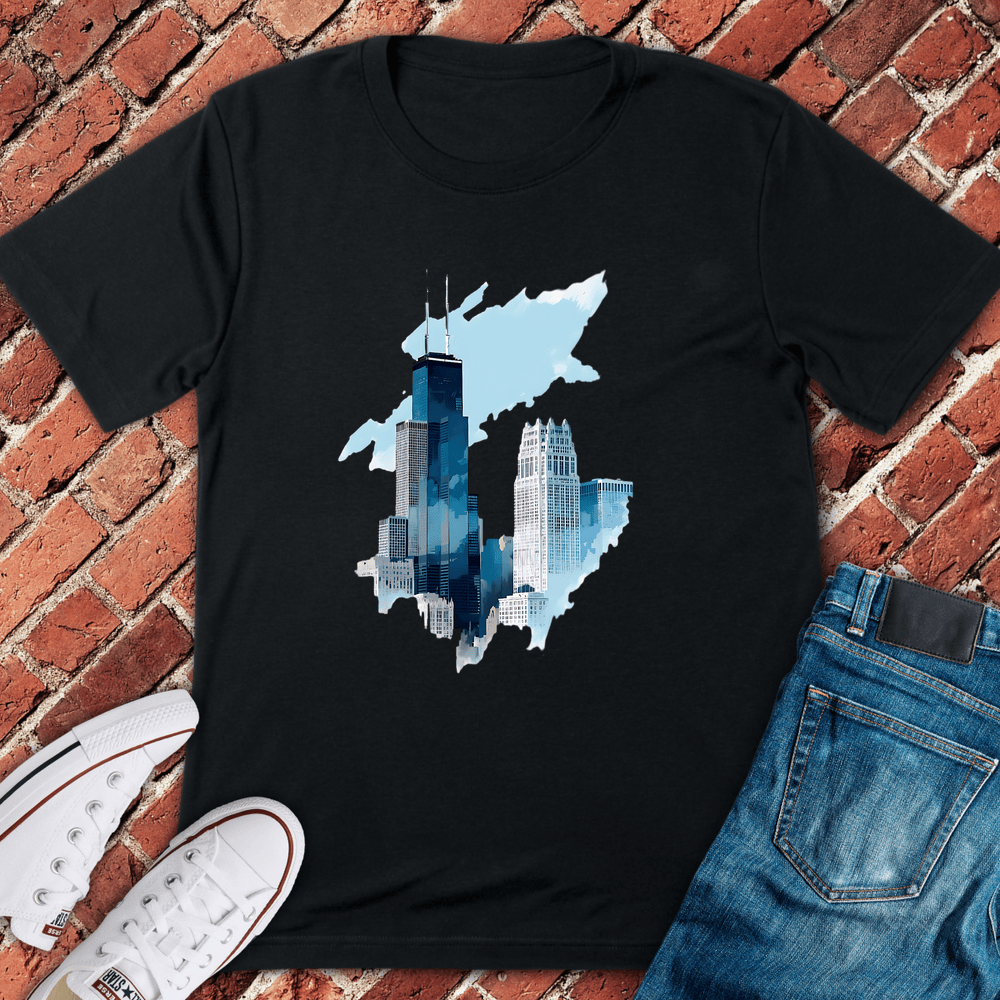 Skyline Watercolor T-Shirt - Black