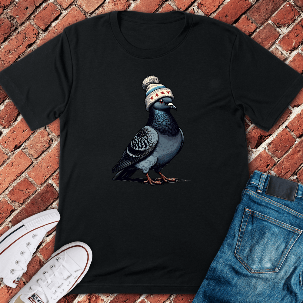 Beanie Pigeon T-Shirt - Black