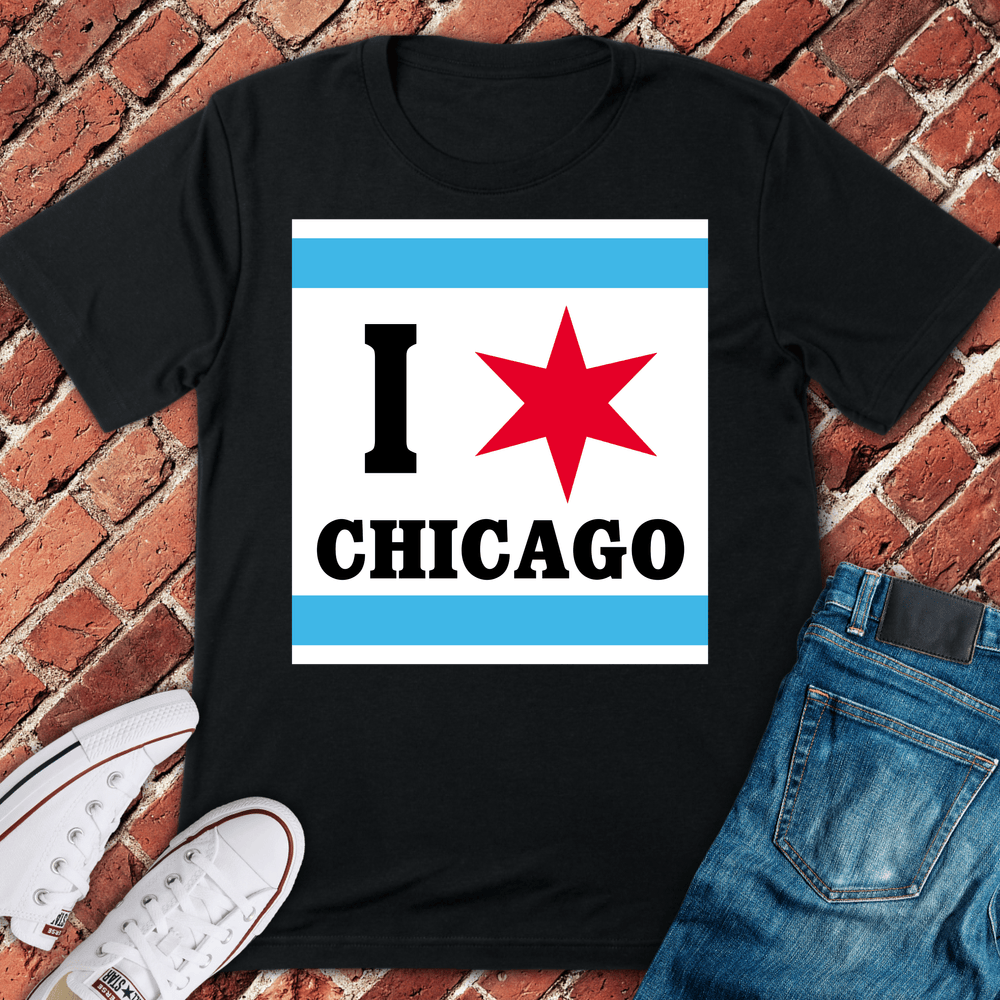 Chicago Flag Love T-Shirt - Black