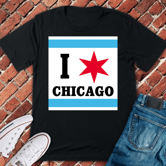 Chicago Flag Love T-Shirt - Black