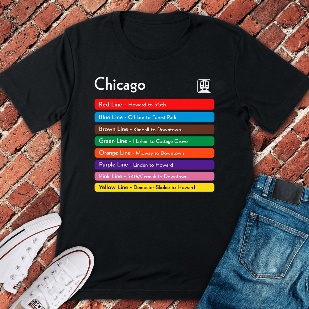 Chicago L Lines T-Shirt - Black