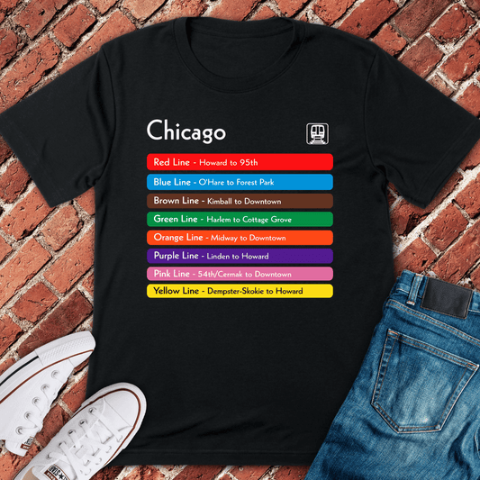 Chicago L Lines T-Shirt - Black