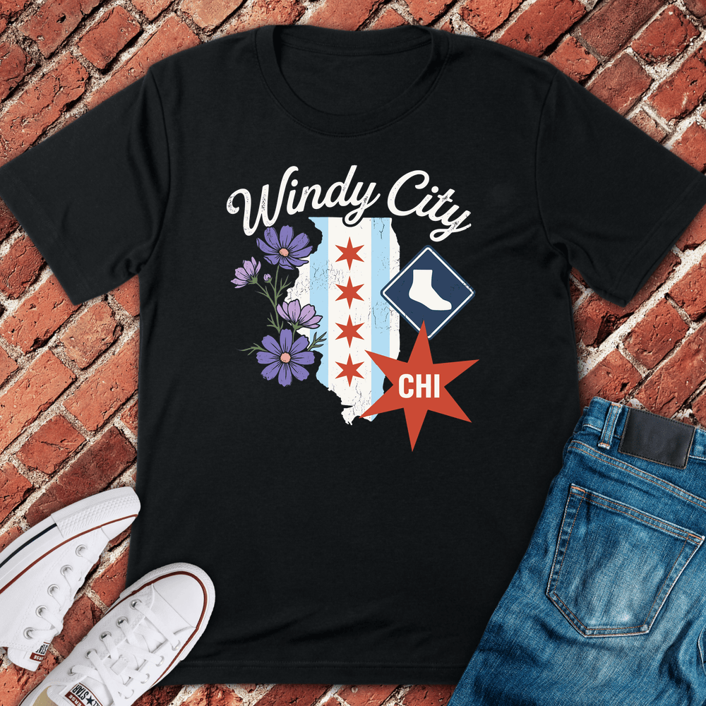 Windy Bloom Chi T-Shirt - Black