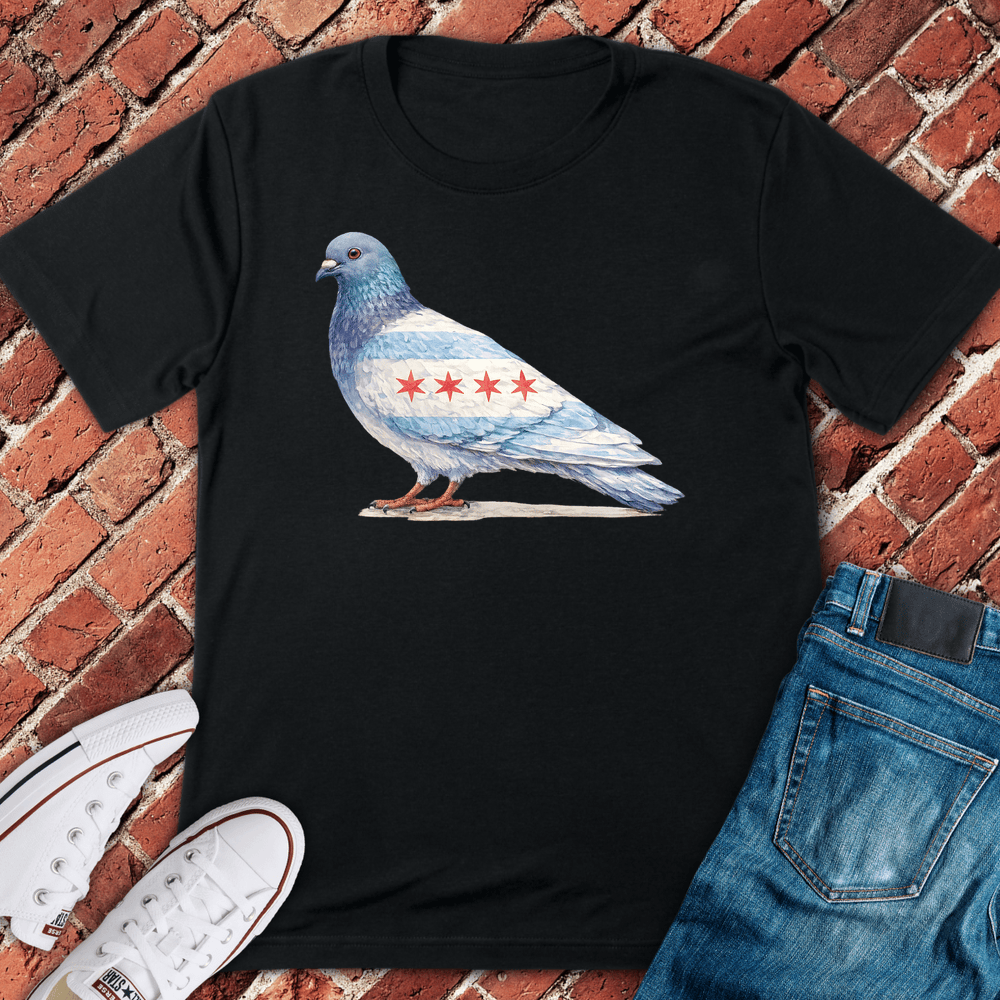 Chi Flag Pigeon T Shirt - Black