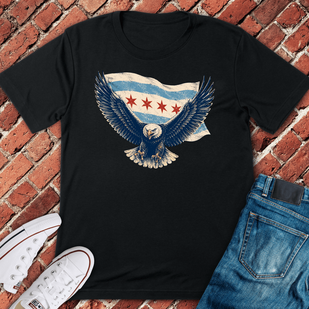 Chi Flag Eagle T-Shirt - Black
