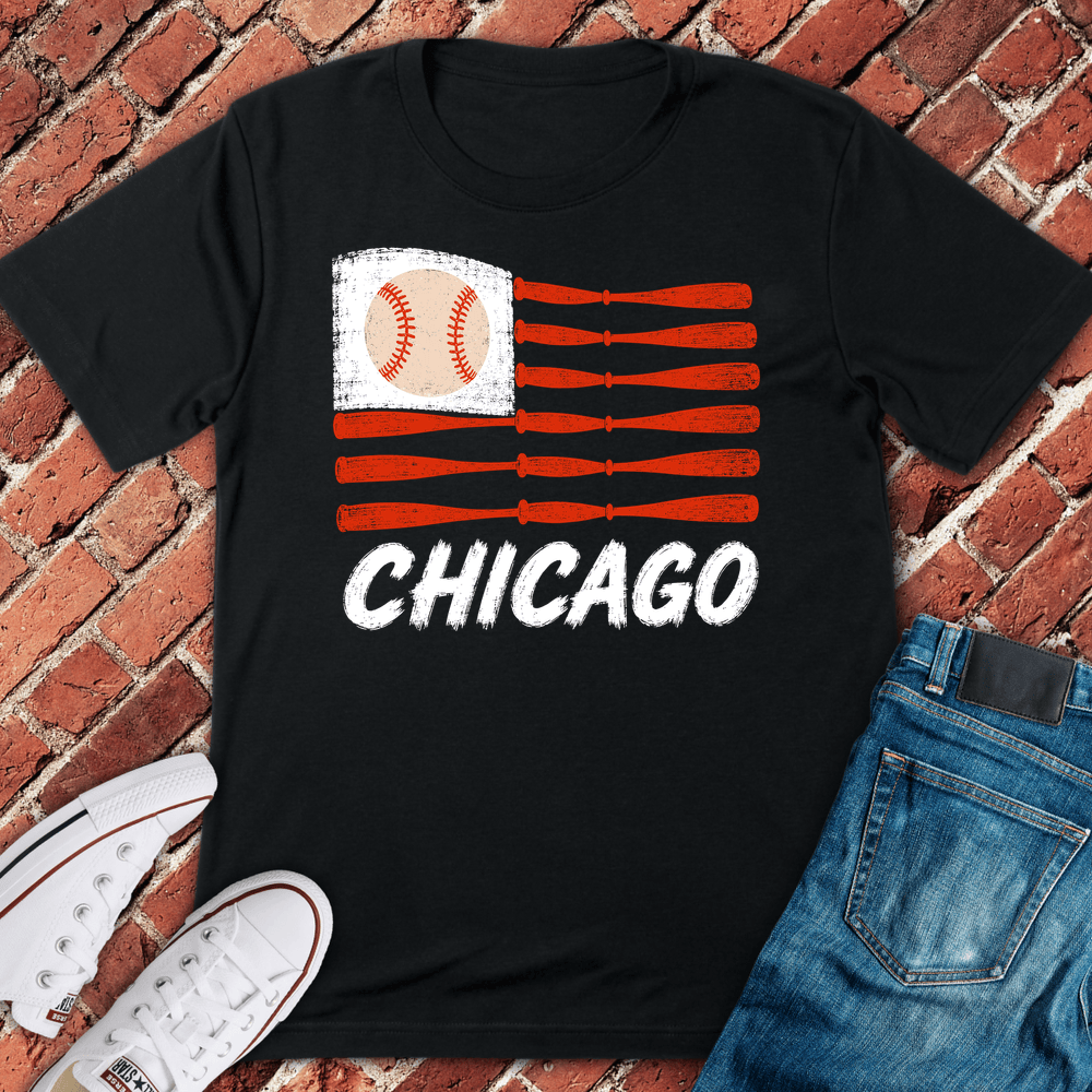 Chicago Bat Flag T-Shirt - Black