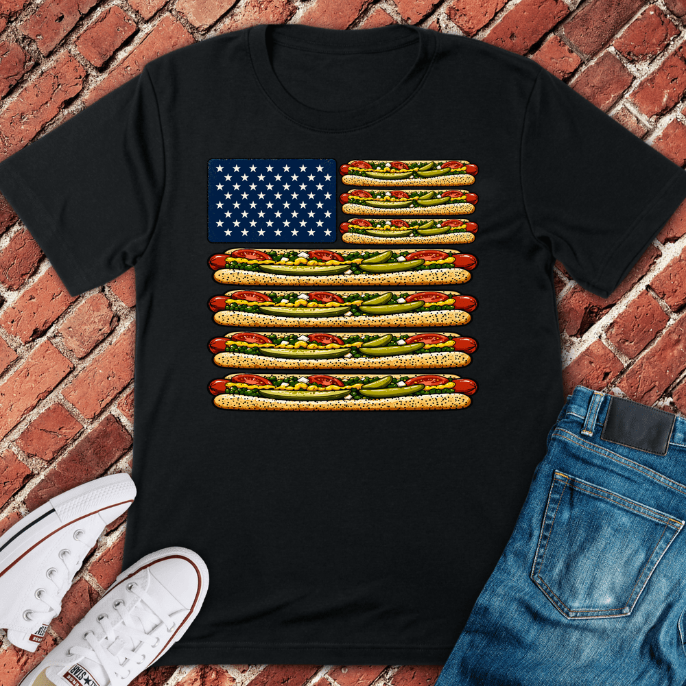 Chicago Dog Flag T-Shirt - Black