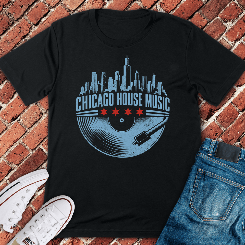 Chi House Record T-Shirt - Black