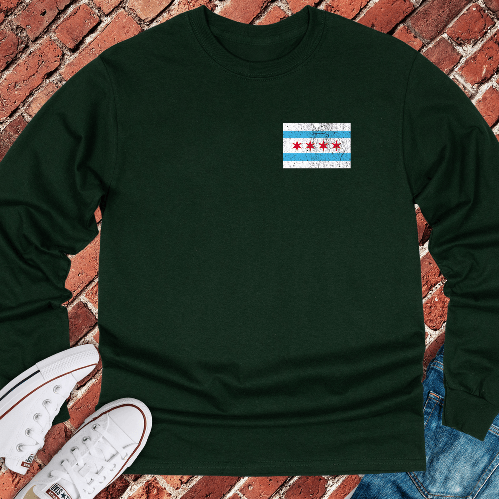 Chicago Flag Logo Long Sleeve - Forest Green