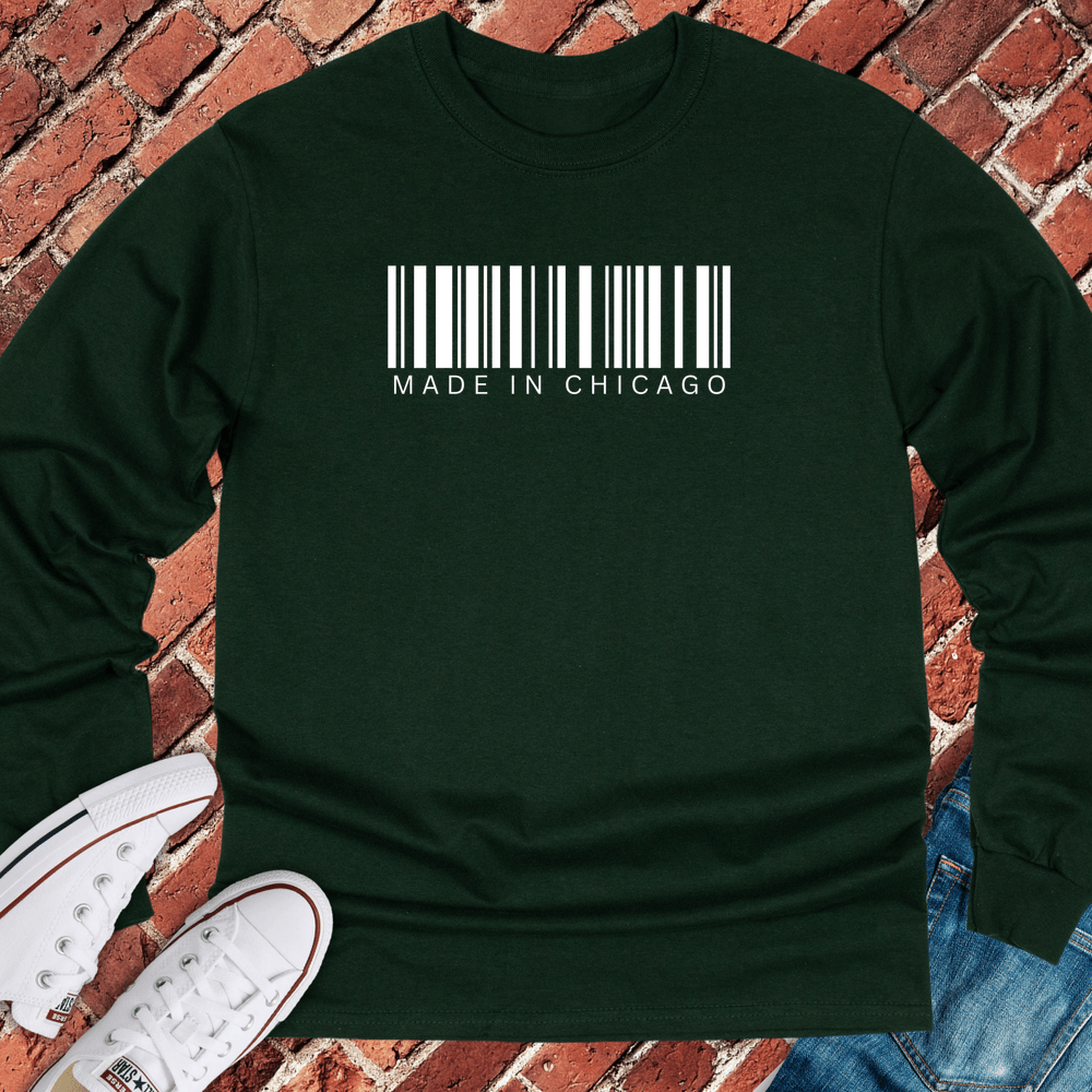 Chicago Barcode Long Sleeve - Forest Green