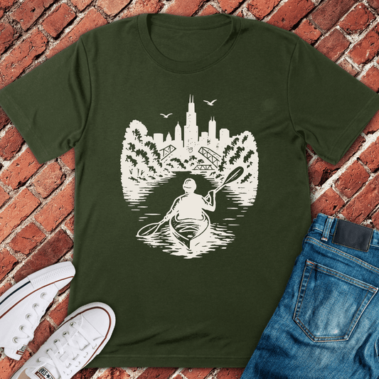 Paddle The River T-Shirt - Military Green