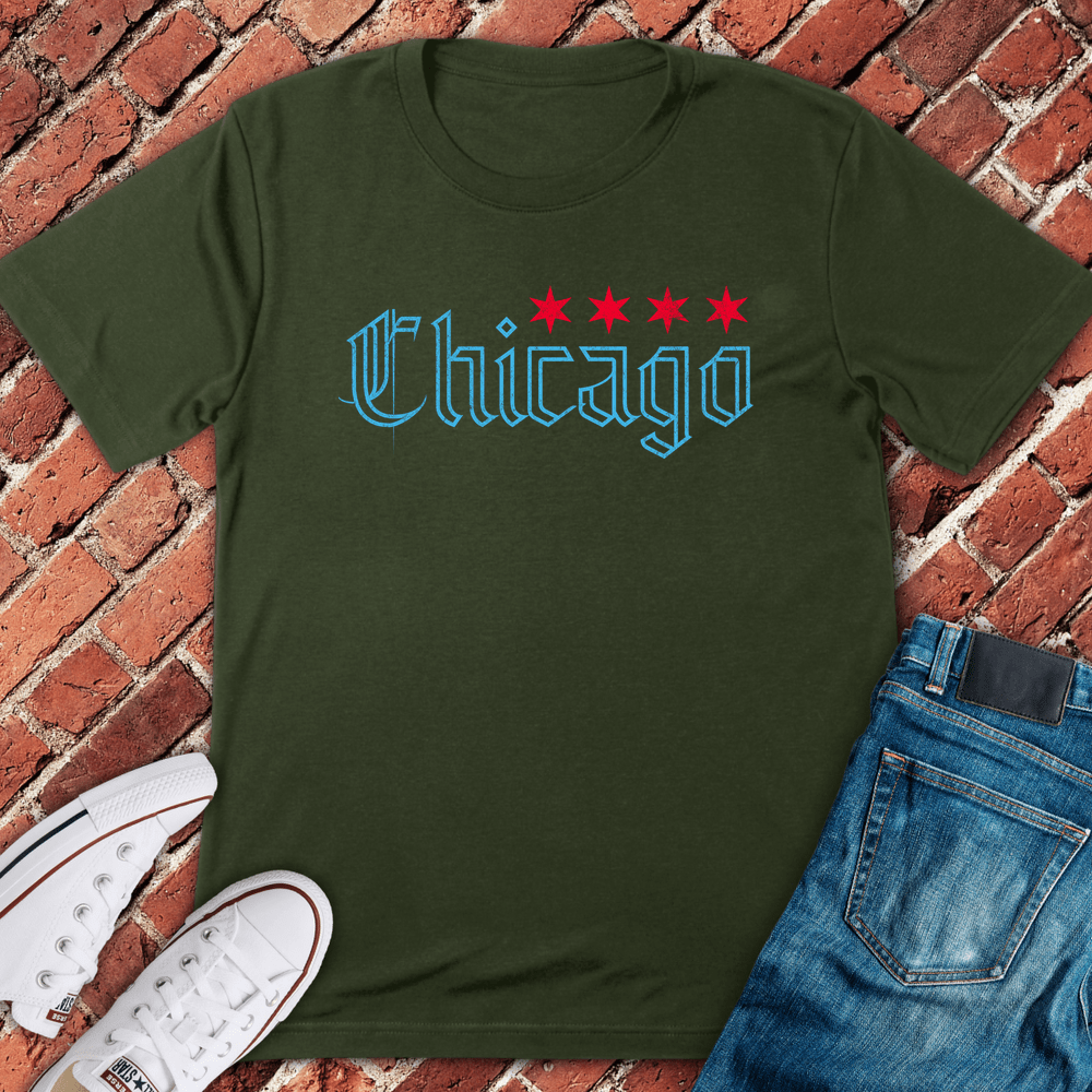 Old English Chicago T-Shirt - Military Green