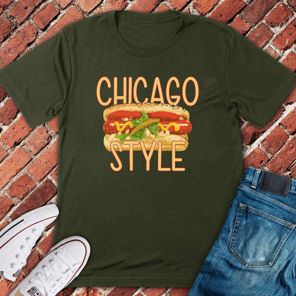 Chicago Style Dog T-Shirt - Military Green