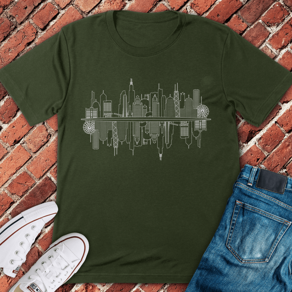 Skyline Mirror T-Shirt - Military Green