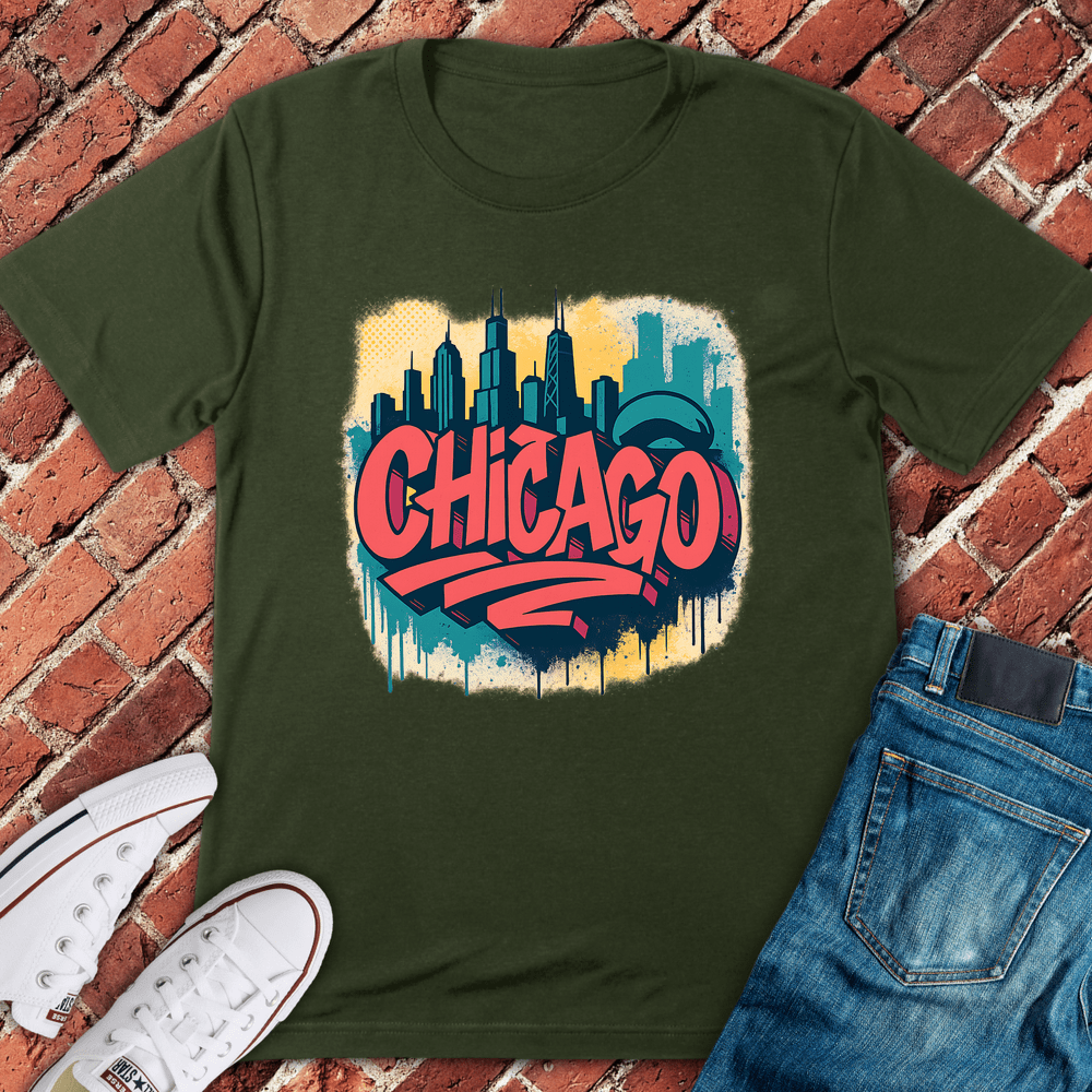 Graffiti Chicago T-Shirt - Military Green