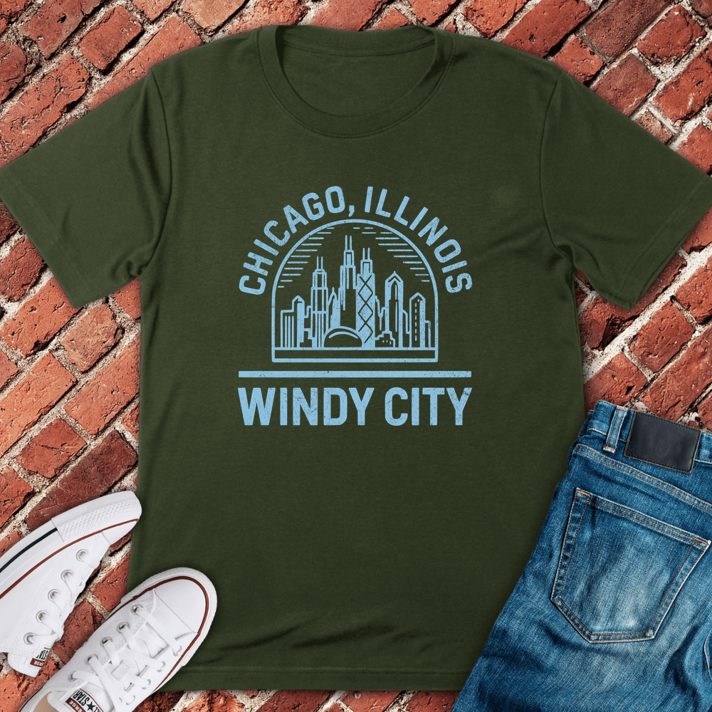 Windy City Stamp T-Shirt - Military Green