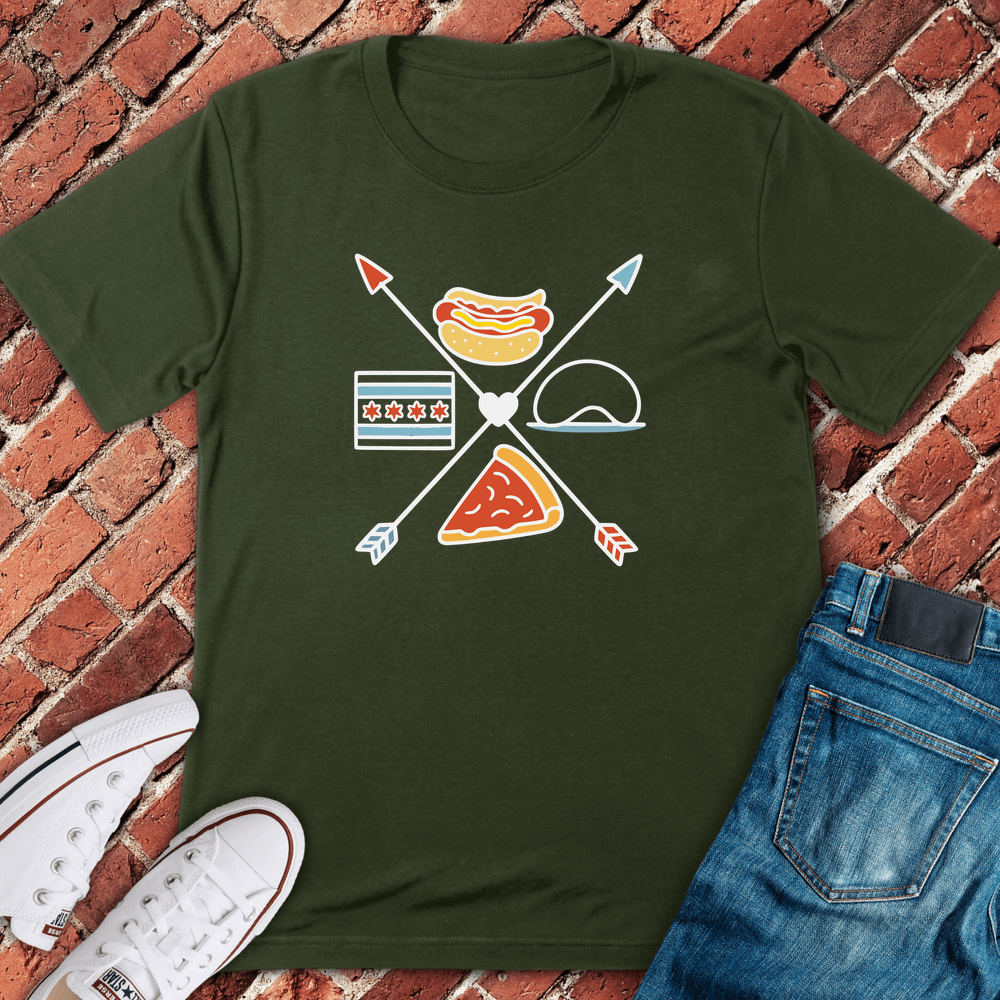 Chicago Eats T-Shirt - Military Green