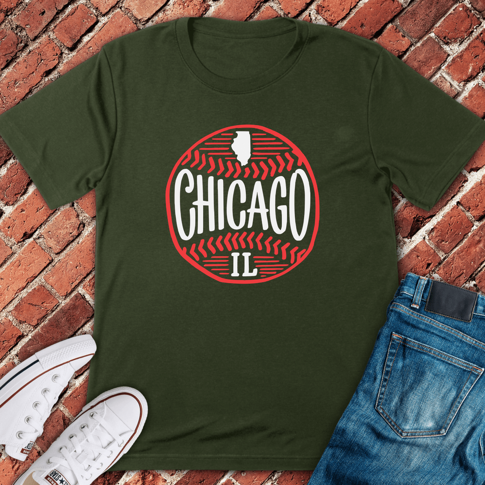 Chicago Baseball Vibes T-Shirt - Military Green