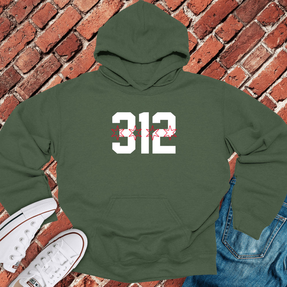 312 Stars Hoodie - Military Green