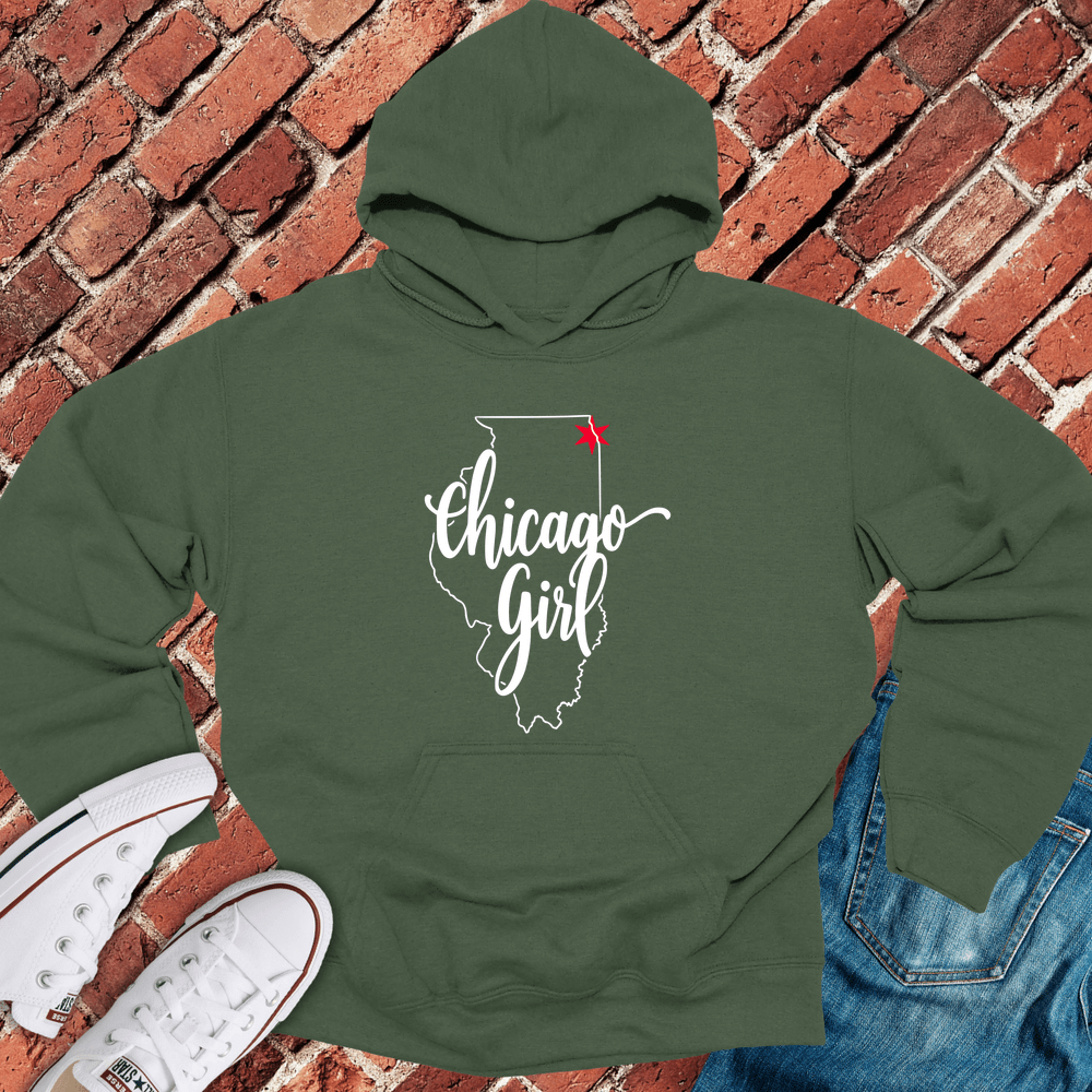 Chicago Girl Hoodie - Military Green